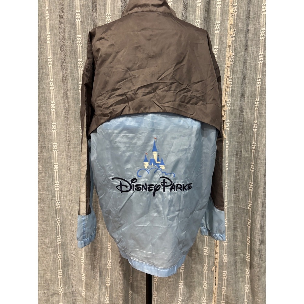 Disney Parks Packable Windbreaker Rain Jacket Pullover Blue Small Adult Pockets